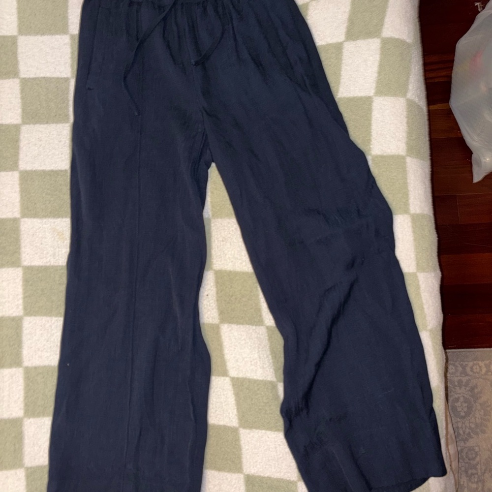 Ganni Navy Blue Wide Leg Pants